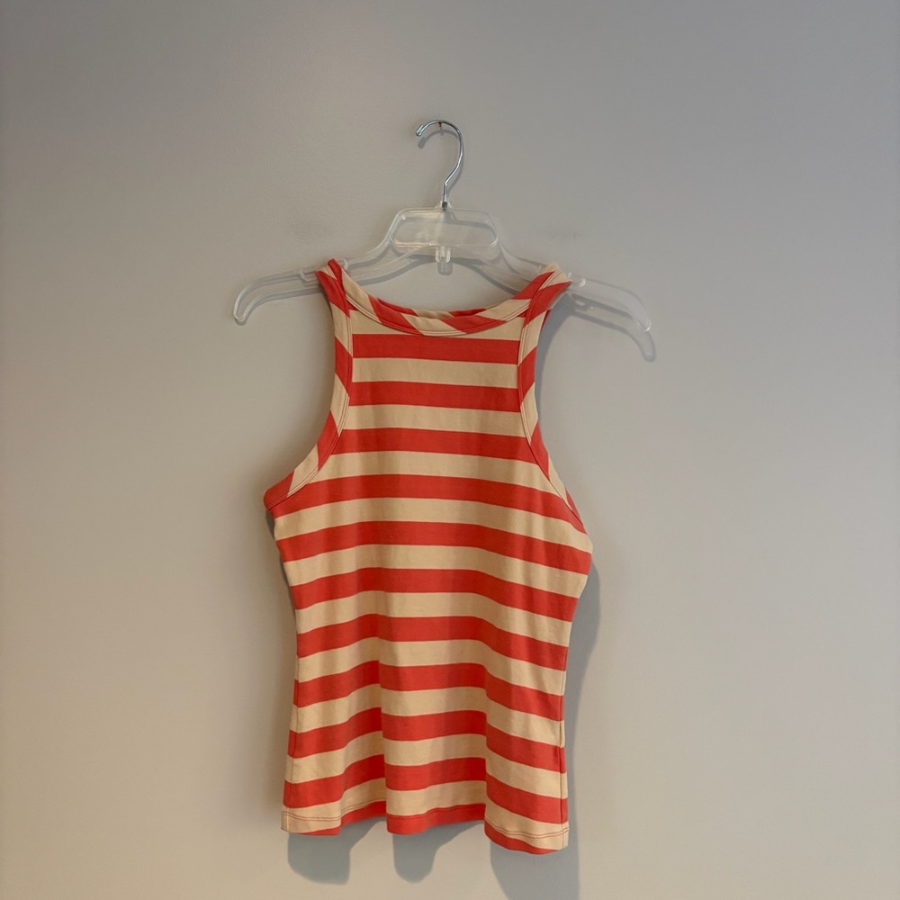 Maeve by Anthropologie Pink and Peach Striped Tank Top